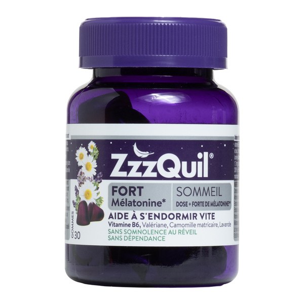 ZzzQuil Sommeil Fort gummies mélatonine et plantes