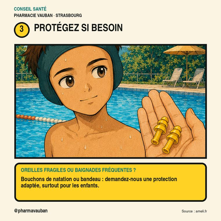 L'otite du baigneur : pourquoi elle arrive après la piscine, et le geste qui l'aggrave sans qu'on le sache. — image 5 sur 8